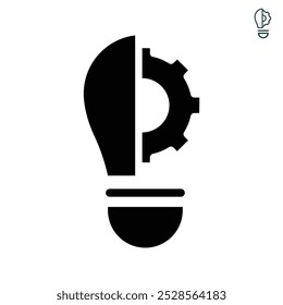 Creative idea icon. gear in a light bulb. simple design style.  Thin sign of maintenance, innovation, solution, education logo. vector design