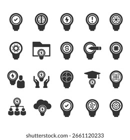 Creative Idea Icon - Innovation Icon - Light Icon Set Pack