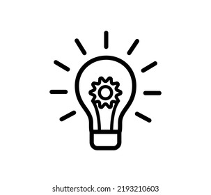 Creative idea icon. light bulb with gear icon Innovation, solution, logo sign. Isolated on white background.
