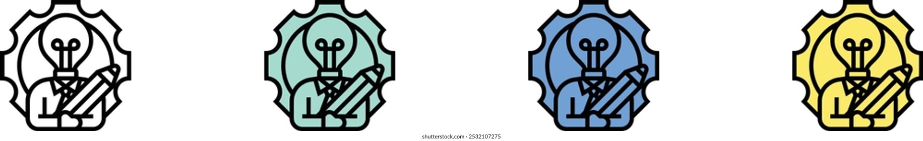 creative idea icon. Outline, Green, Blue and Yellow Style Design Isolated On White Background