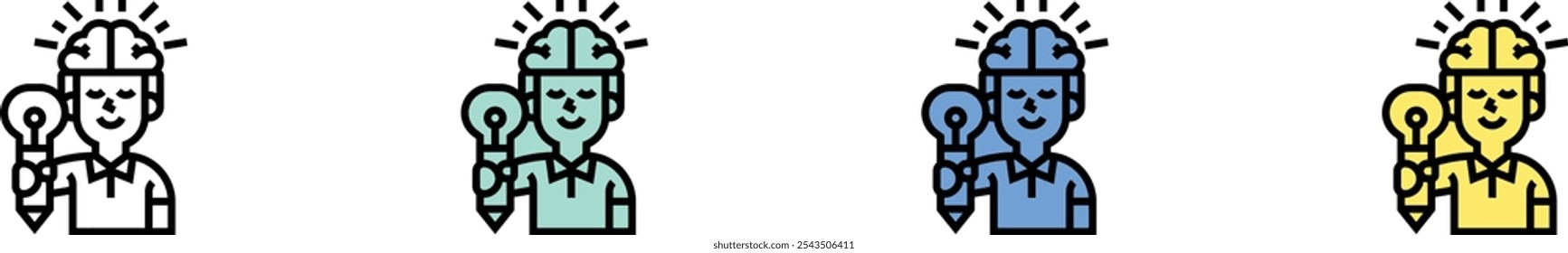 creative idea icon. Outline, Green, Blue and Yellow Style Design Isolated On White Background