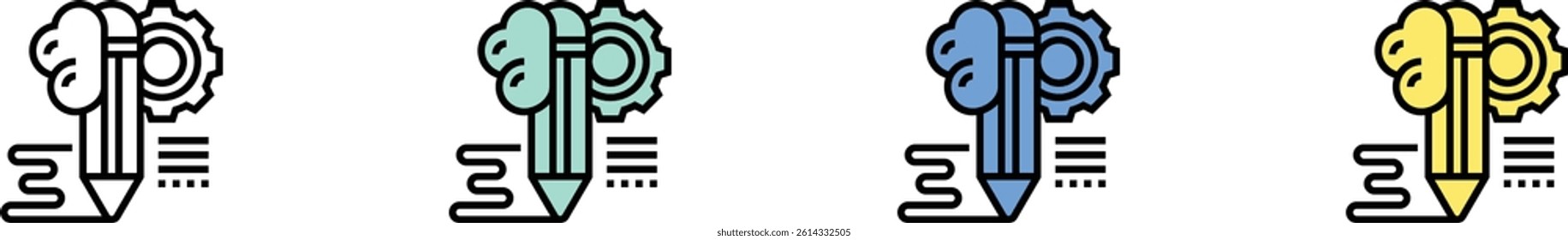 creative idea icon. Outline, Green, Blue and Yellow Style Design Isolated On White Background