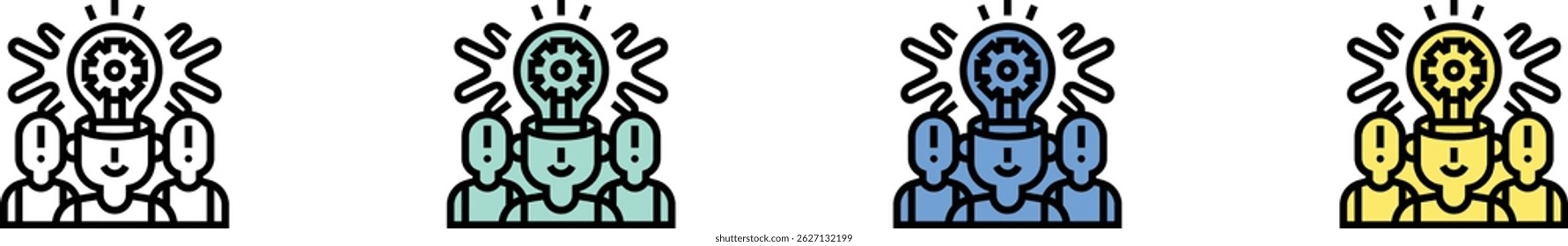 creative idea icon. Outline, Green, Blue and Yellow Style Design Isolated On White Background