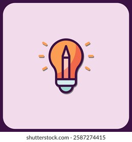 Creative Idea Icon: Pencil Inside a Lightbulb