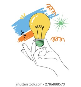 Creative idea illustration featuring light bulb innovation inspiration and brainstorming concept for education business and startup design projects