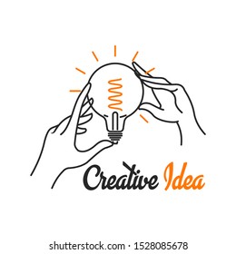 Creative idea illustration. Outline thin line illustration. Isolated on white background. 
