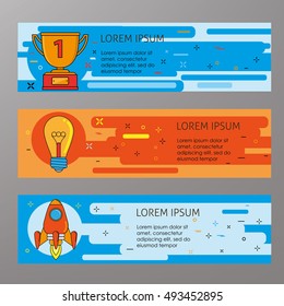 Creative idea images. Business concept flat line art. Vector web banners.