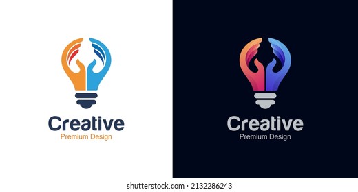creative idea imagination or innovation logo for life hack creativity hand made vector icon symbol