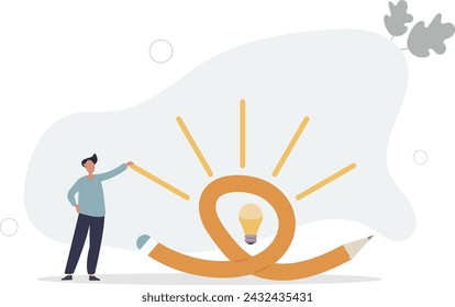 Idea creativa, imaginación, habilidad de escritura o aprendizaje y concepto de educación. ilustración vectorial plana.