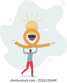 Creative idea, imagination, writing skill or learning and education concept.flat design with people.