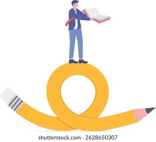 Creative idea, imagination, writing skill or learning and education concept.flat characters.

