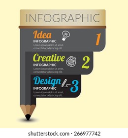Creative idea infographics design, Pencil shape, education info graphic