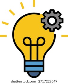 ideia criativa inovação brainstorm dentro da lâmpada com engrenagem solução mente imaginação inteligência conceito design. Ilustração em plano vetorial