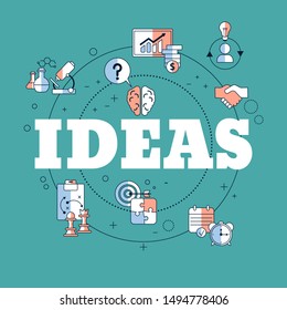 Creative idea and innovation concept with business and finance icons. Vector illustration.