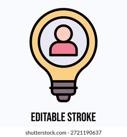 Kreative Idee Innovation Isolierte Vektorgrafik Lineare Farbe Stil Symbol Bearbeitbarer Strich