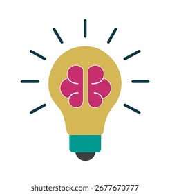 Icono creativo del Vector de la idea y de la innovación con el cerebro en bombilla