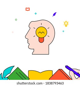 Creative idea, insight filled line vector icon, simple illustration, education and creativity related bottom border.