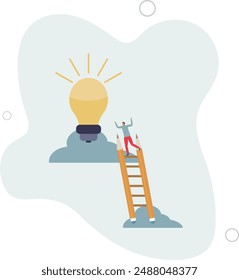 Creative idea, inspiration or imagination to create new innovative work, opportunity or wisdom concept.flat design.illustration with people.