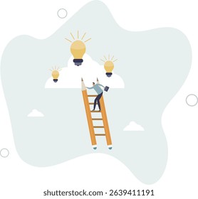 Creative idea, inspiration or imagination to create new innovative work, opportunity or wisdom concept. character life .