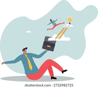 Ideia criativa, inspiração ou imaginação para criar novo trabalho inovador, oportunidade ou sabedoria.sobre um homem e sua vida.