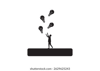 Creative Idea Juggling Concept Silhouette Design - Creativity and Innovation Graphic
