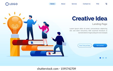 Creative idea landing page website illustration vector template 