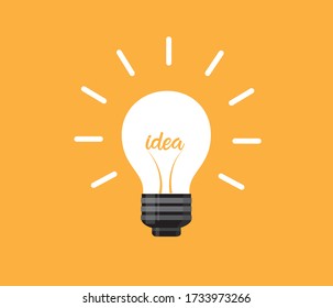 Creative idea and light bulb icon in flat design.
