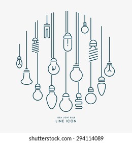 Creative Idea Light Bulb Line Icons Infographic Vector