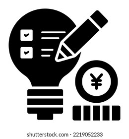 Idea creativa en bombilla de luz, concepto de ilustración vectorial de calidad premium. Símbolo de icono de glifo.