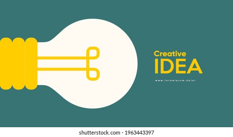 Creative idea, light bulb.Vector flat illustration. Simple background for poster, cover, flyer.