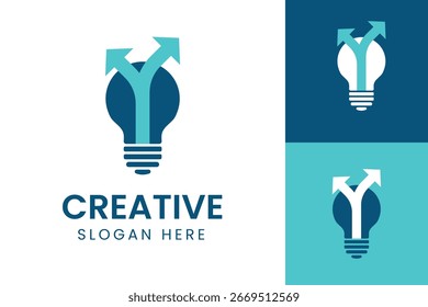 Lâmpada de ideia criativa com logotipo de setas