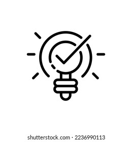 Creative idea line icon. Light bulb, strikethrough, patent, brain, lamp, philosophy, opinion, website, folder, speech bubble, arrows, promotion, marketing. Vector line icon on white background