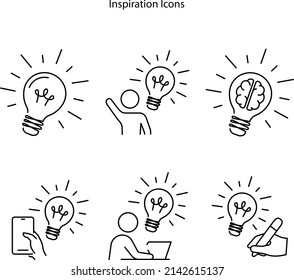Creative idea line icons. Human launch startup sign. Inspiration symbol. Minimal line illustration background. Creative idea line icon 