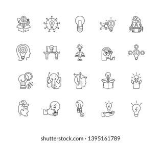 Creative idea line icons, signs, vector set, outline illustration concept 
