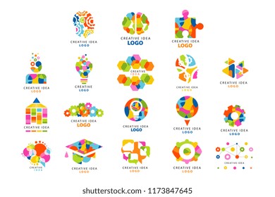 Creative idea logo, abstract colorful elements and symbols for web site, advertising, banner, poster, banner, presentation vector Illustrations