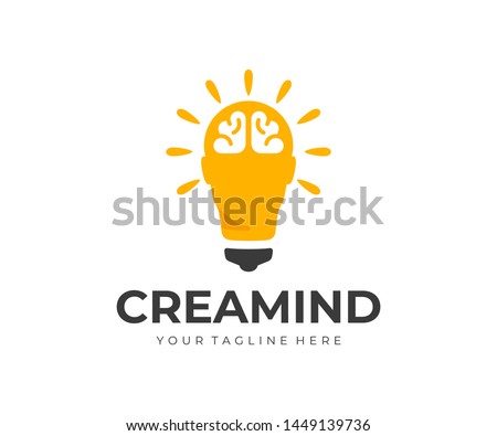 Creative idea logo design. Human head as light bulb vector design. Smart human head with brain logotype