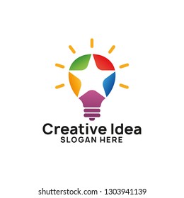 creative idea logo design template. bulb star icon symbol designs