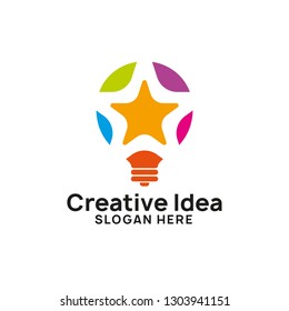creative idea logo design template. bulb star icon symbol designs