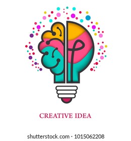	
Creative idea Logo with a half of light bulb and brain isolated on white background. Symbol of creativity. EPS 10