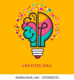 	
Creative idea Logo with a half of light bulb and brain isolated on white background. Symbol of creativity. EPS 10