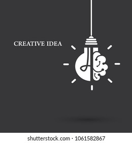 Creative idea Logo with a half of light bulb and brain isolated on white background. Symbol of creativity. EPS 10