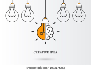 	
Creative idea Logo with a half of light bulb and brain isolated on white background. Symbol of creativity. EPS 10