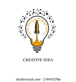 Creative idea Logo with a half of light bulb and brain isolated on white background. Symbol of creativity. EPS 10