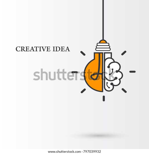 Creative idea\
Logo with a half of light bulb and brain isolated on white\
background. Symbol of creativity. EPS\
10