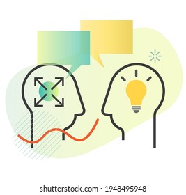 Creative Idea Marketing and Development - Illustration of 2 heads. EPS 10 File