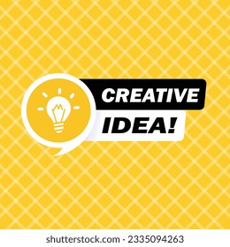 Creative idea message with lightbulb icon. Education concept. Banner for business.