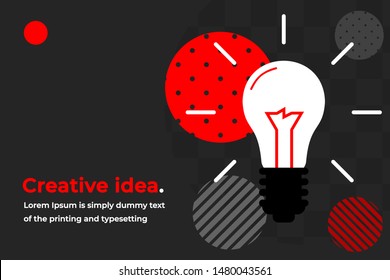 Creative Idea Modern Design Concept with Big Shining Light Bulb, Headline and Text Place. Suitable for Web banner, Infographics, Hero images. Flat Vector Illustration Isolated on Trendy Background