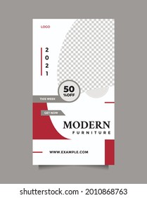 Creative idea modern furniture promotion design. Minimalist Flat design vector with a photo collage. Usable for social media, banner, and web internet ads