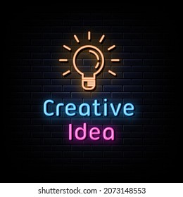 Idea creativa de los signos de neón vector. Diseño de la plantilla de neón