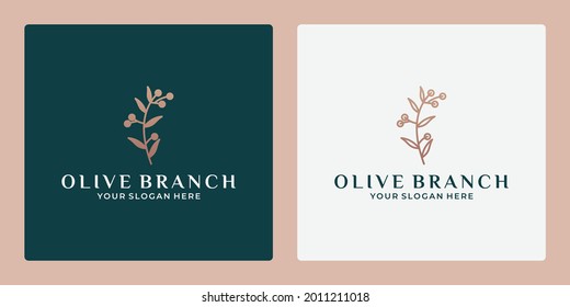 idea creativa diseño del logo de la rama de olivo inspiración para su empresa spa, salón, etc